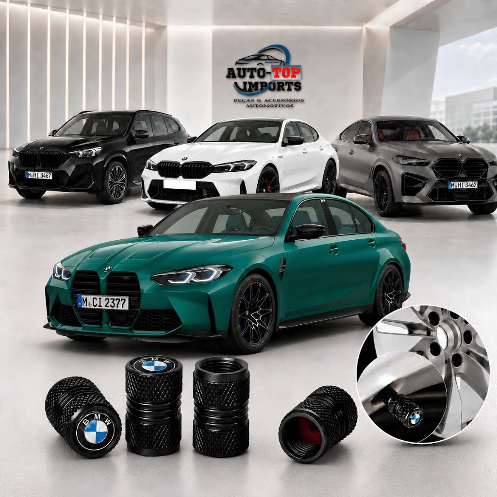 Kit 4 Tampas Bico Pneu Personalizada Universal para Veiculos BMW 320I,  X1, X2, X3, X5, X6, X7......