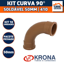 Kit Com 10 Curva 90° Soldável 50mm 410 Krona Conexão Hidráulica PVC