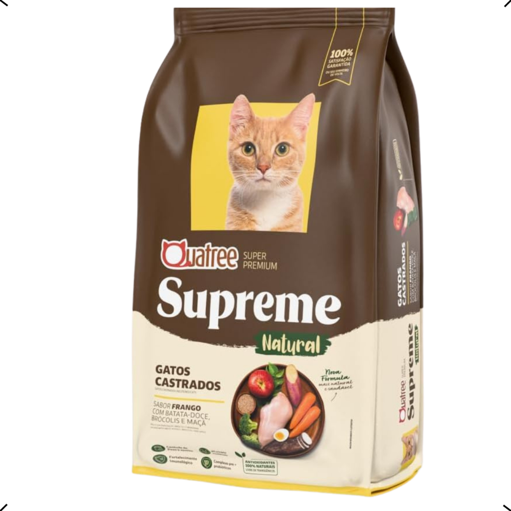 RAÇÃO QUATREE SUPREME GATO CASTRADO FRANGO 10KG