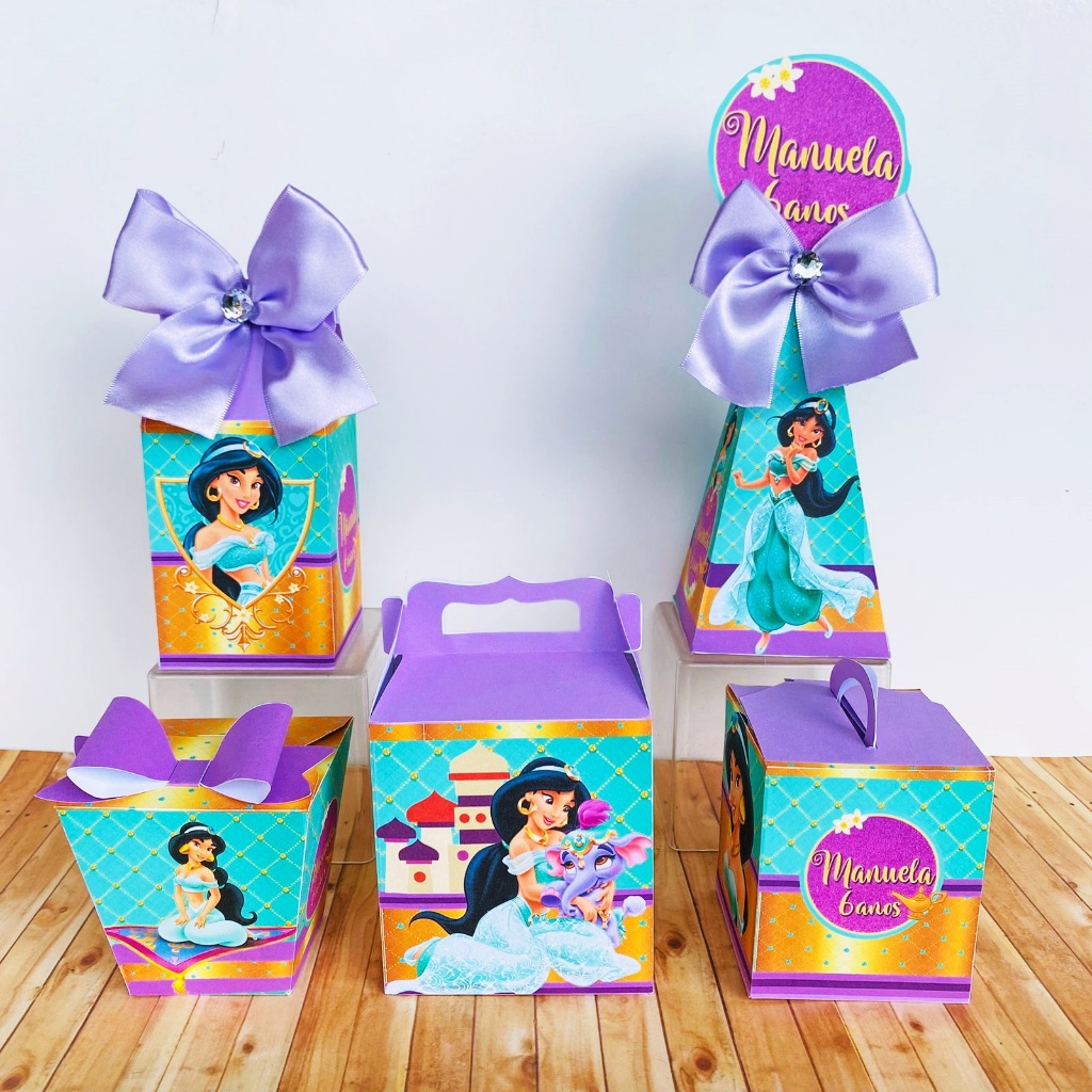 Kit  Caixinhas PRINCESA JASMINE  Pegue e Monte | Festa Infantil | Envio Rápido