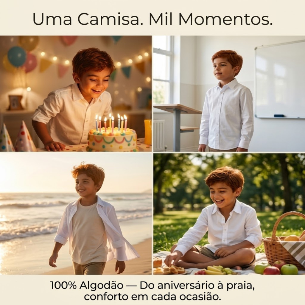 Camisas Social Infantil Menino Bebê Manga Longa Pajem Casamento Festa 1 ao 16 Premium Igreja