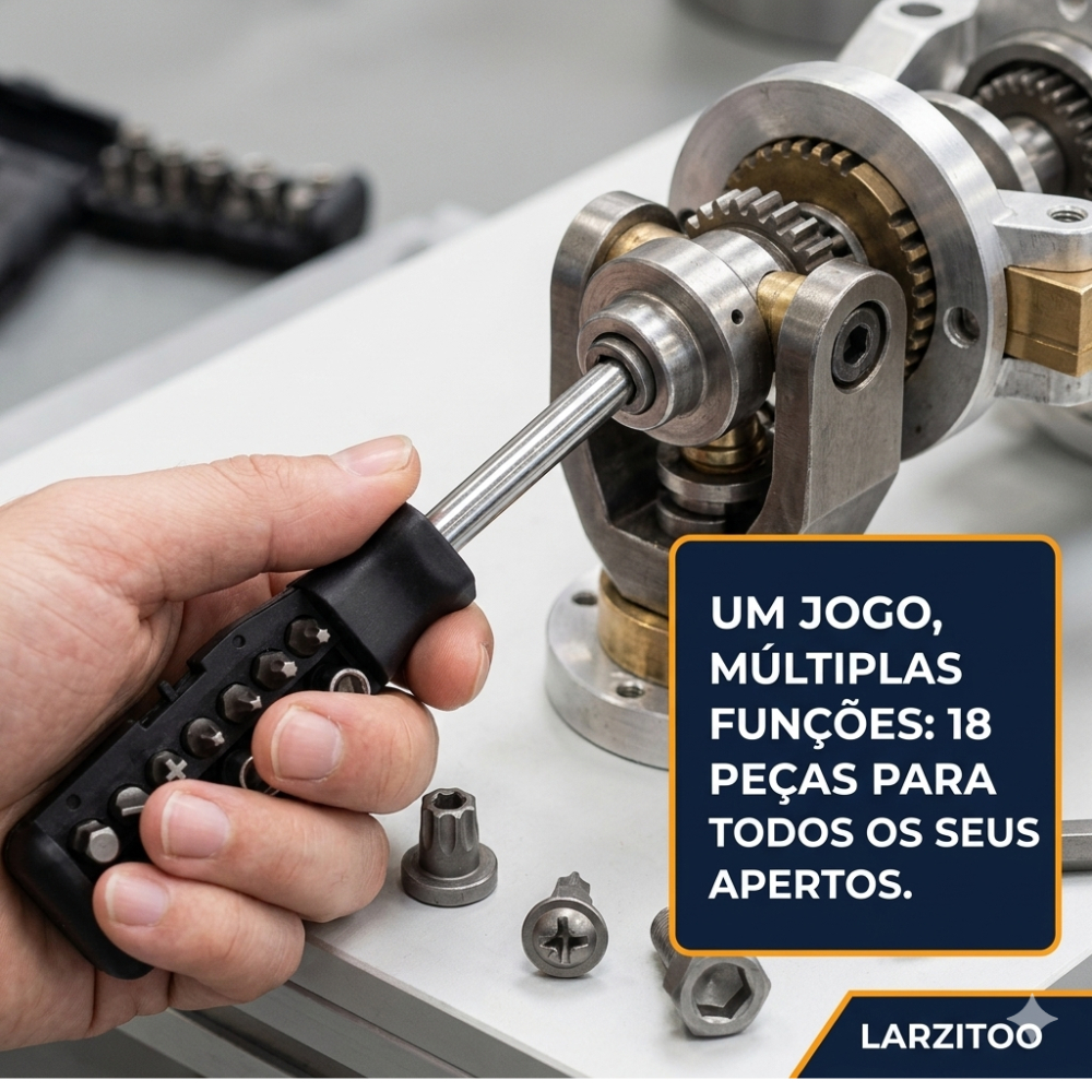 Jogo Chaves Intercambiáveis 18 Pçs Kit Soquetes Bits Phillips Fenda Torx Adaptador Profissional