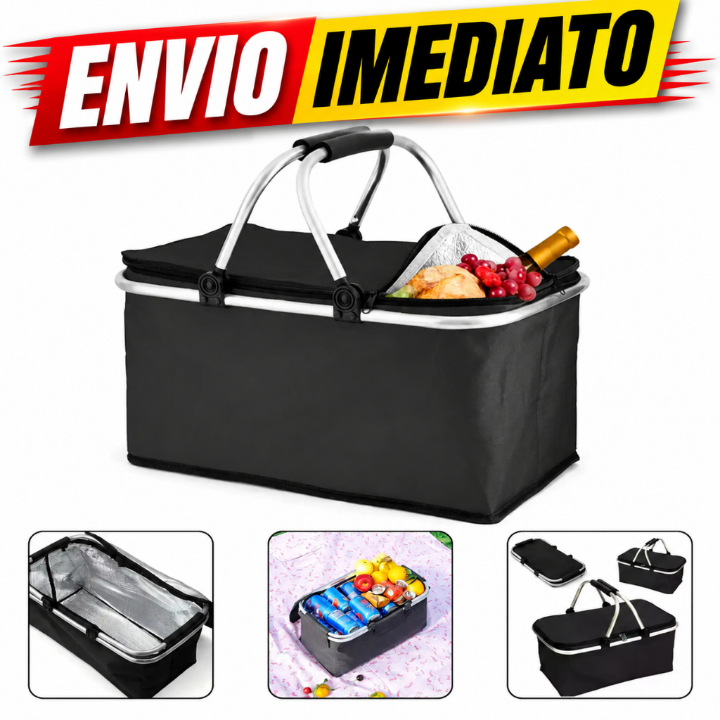 Cesta Piquenique Térmica 30 Litros Dobrável Bolsa Cooler Praia Camping Lanche Bebidas Grande e Compacta Picnic