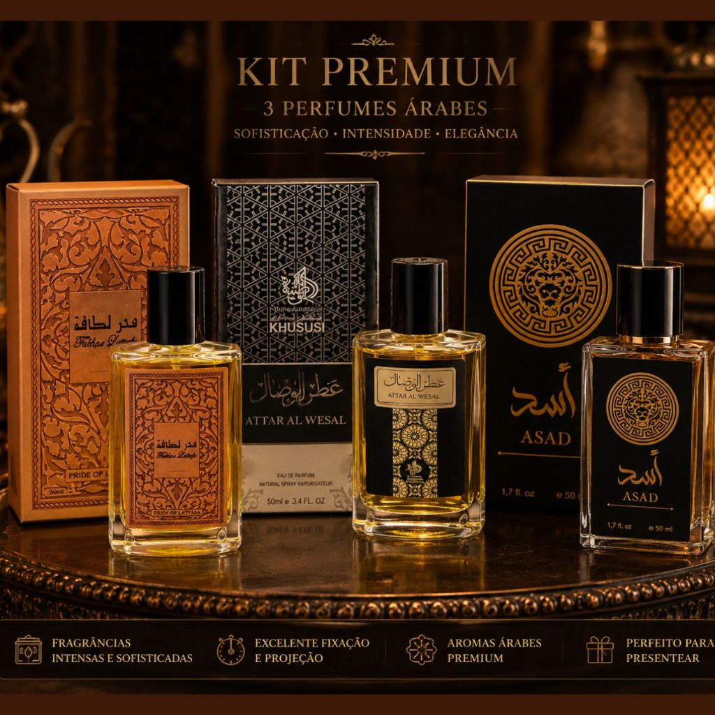 kit 03 perfumes importado masculino amadeirado 50ml árabes