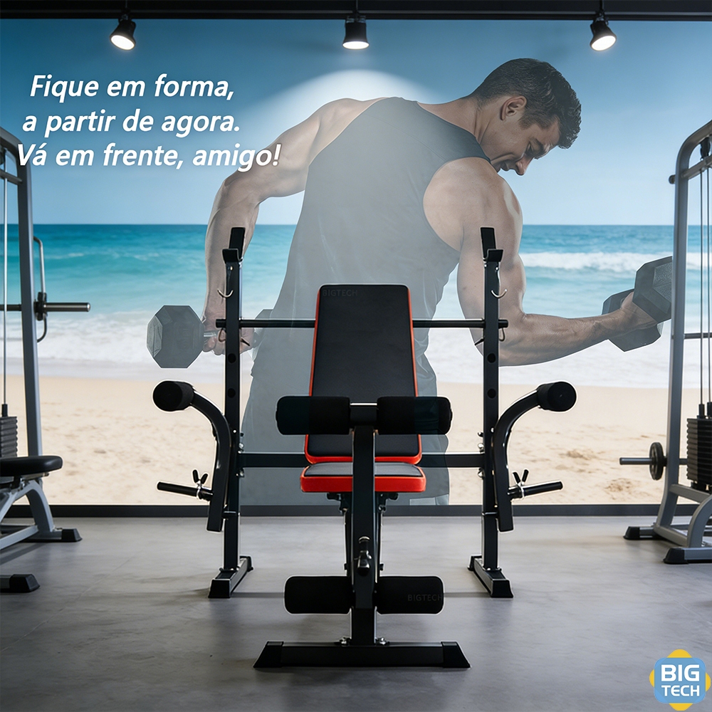 Estação De Musculação Banco Para Supino Do Brável Com 4 Níveis De Ajuste Encosto De Carga 200 Kg