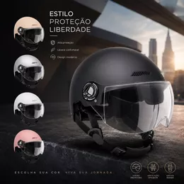 Capacete Coquinho ABS Resistente C/ Viseira Transparente Bike Ciclismo Scooter Elétrica Zurbe