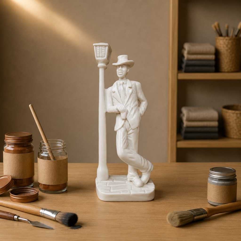 Imagem Zé Pelintra no Poste 18cm em Resina para Pintura – Malandro Umbanda para Artesanato, Personalização e Decoração