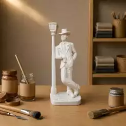 Imagem Zé Pilintra no Poste 18cm em Resina para Pintura – Malandro Umbanda para Artesanato, Personalização e Decoração