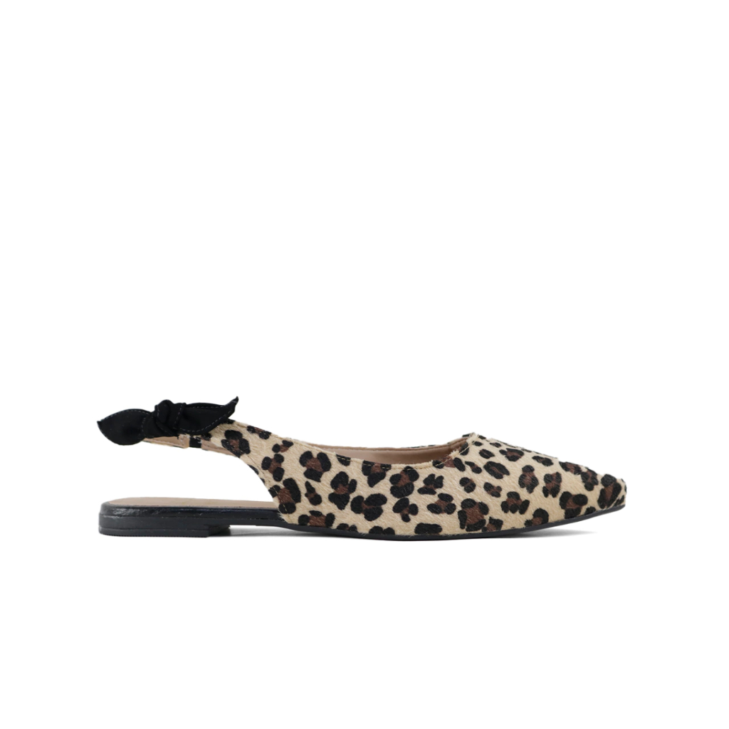 Sapatilha Slingback Feminina Elegante e Confortável Com Laço Animal Print Onça Lançamento 2026