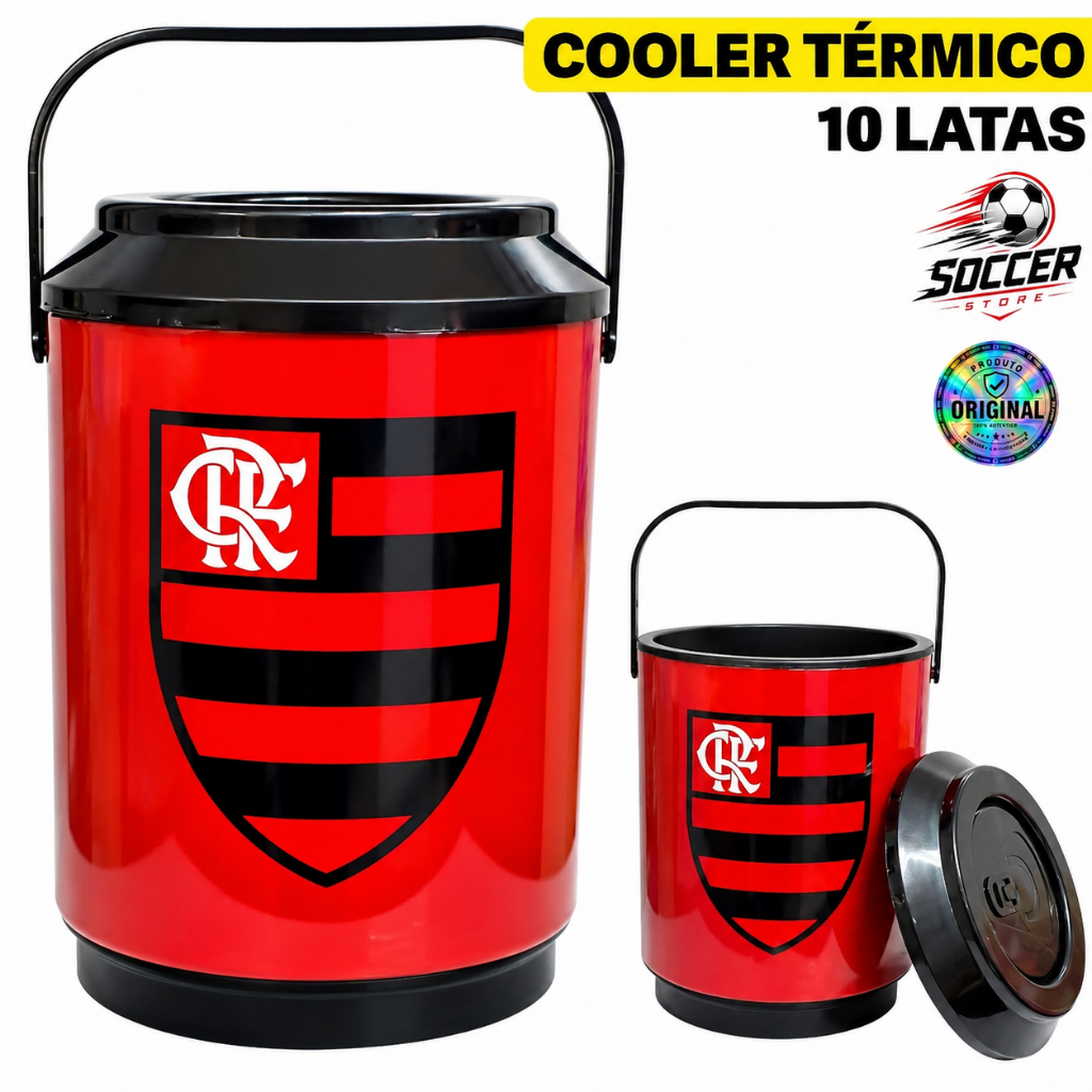Cooler Térmico Flamengo Futebol Oficial Porta 10 Latas Cerveja Bebida Gelada Original Presente Time
