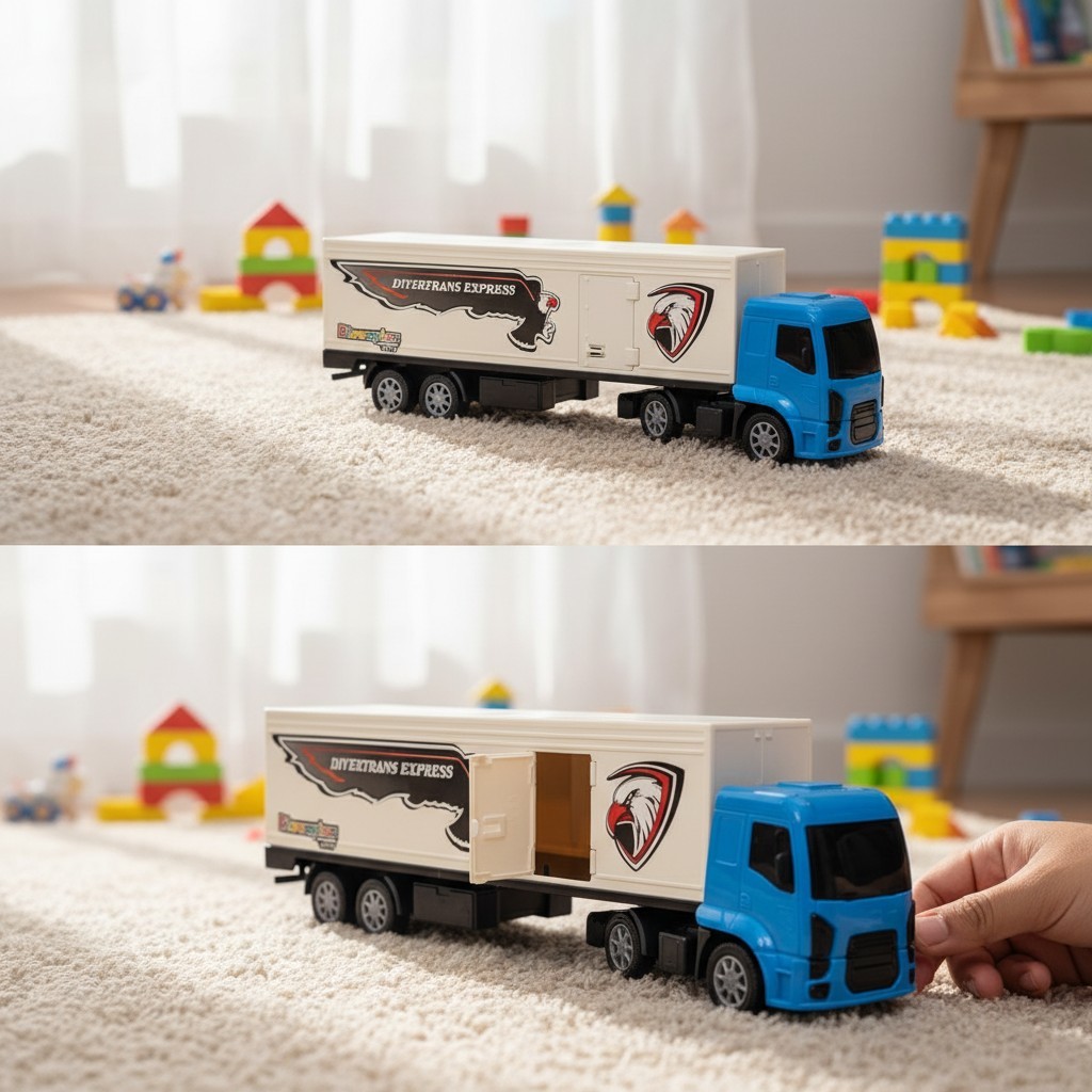Detalhes do Caminhão Carreta Baú Articulável Brinquedo 45cm Diverplas