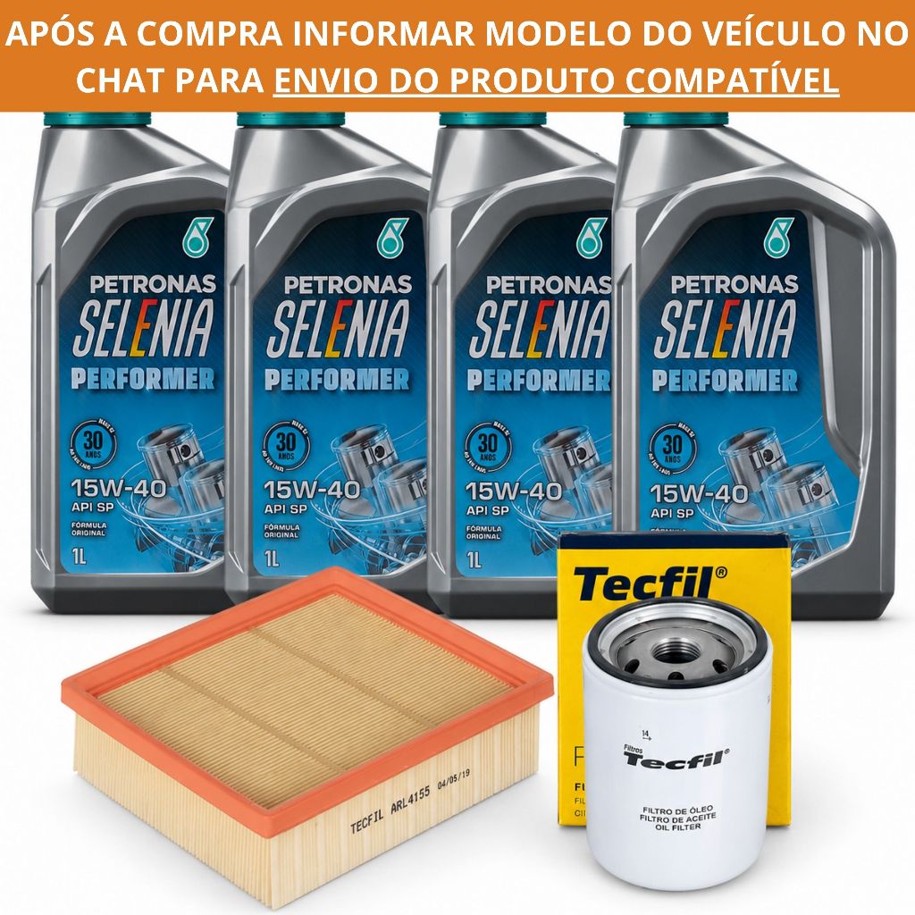 Kit Revisão Fiat Linea 1.9 16V  2008 a 2011 4 Litros de Óleo Selenia Performer15W40 + Filtros de Óleo e Ar