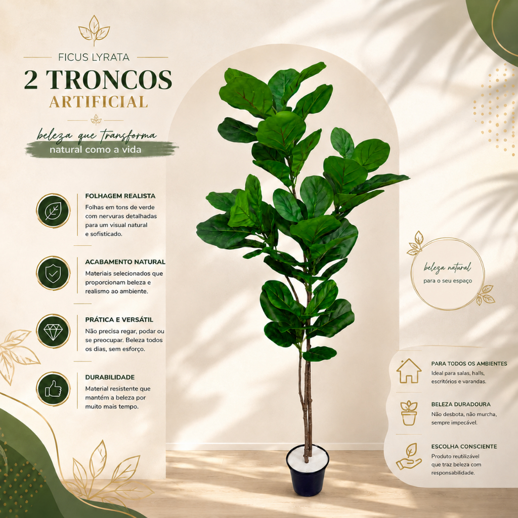 Ficus Elatica Planta Arvore Artificial Toque Real Realista Decorativa Não Acompanha Vaso