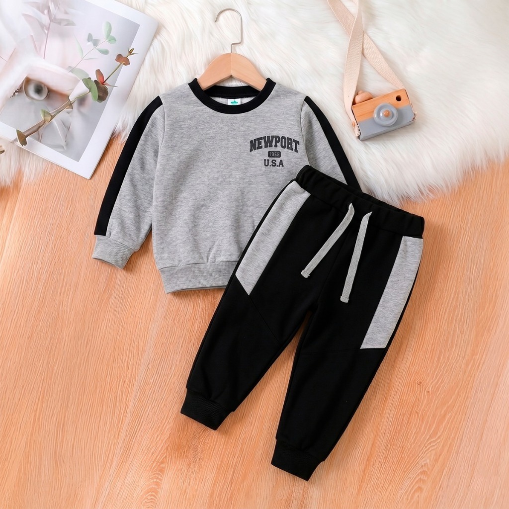Conjunto Moletom Flanelado Infantil Menino Calça Com Elástico 1 A 3 Anos Quentinho Para Inverno
