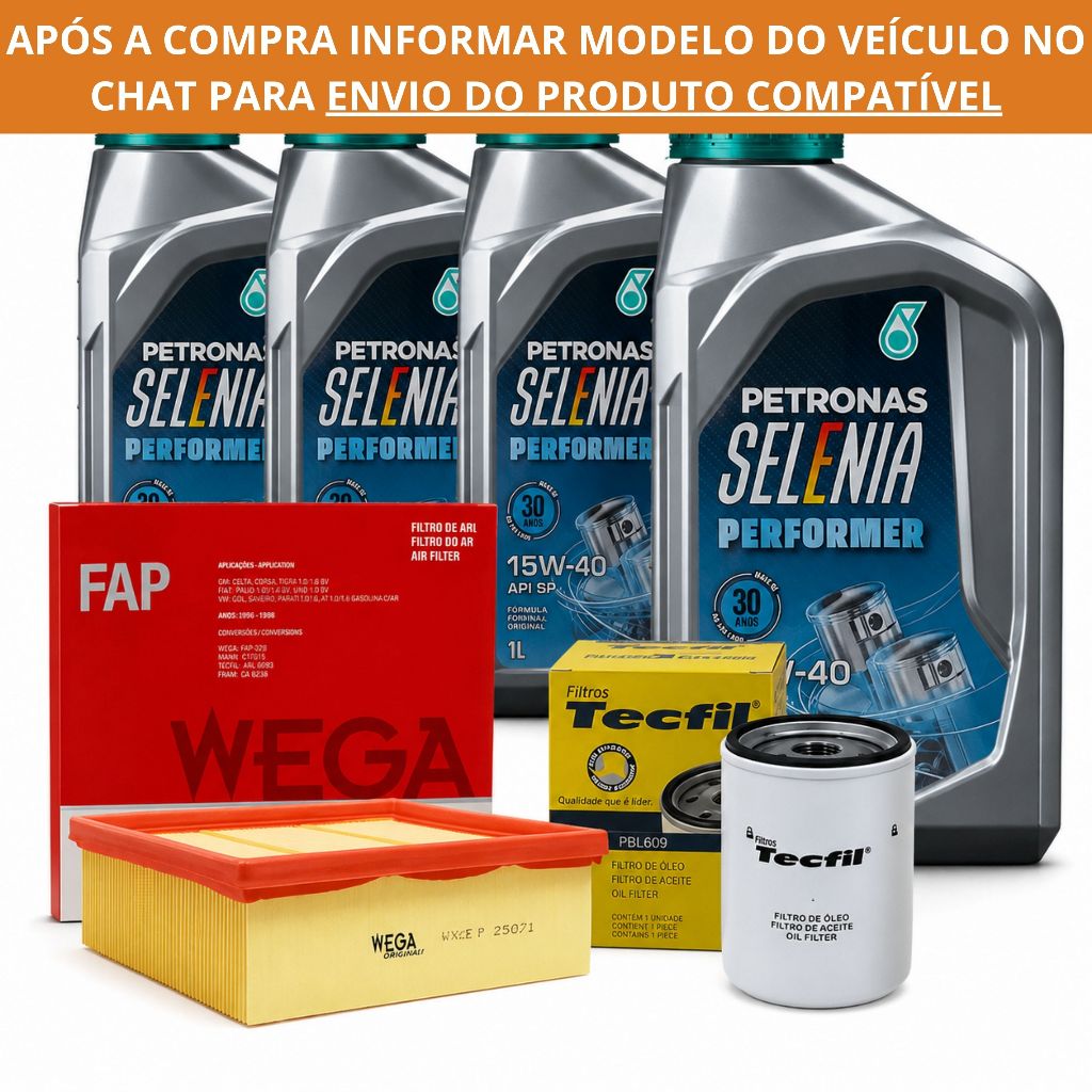 it Revisão Fiat - 4 Litros de Óleo Selenia Performer 15W40 + Filtro de Ar + Filtro de Óleo