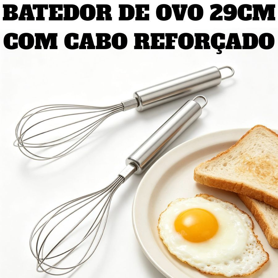 Batedor Fouet Profissional De Ovos e Massas Cabo Reforçado e Normal 29CM Utensilio Original Line