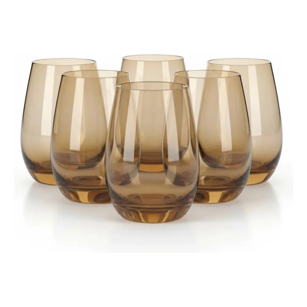 Jogo 6 Copos Ambar Elements para Whisky de Cristal 475ml - Ruvolo