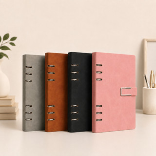 Caderno Fichário A5 PU Premium Elegante Capa Aveludada 119 Folhas Pautadas Planner Faculd…