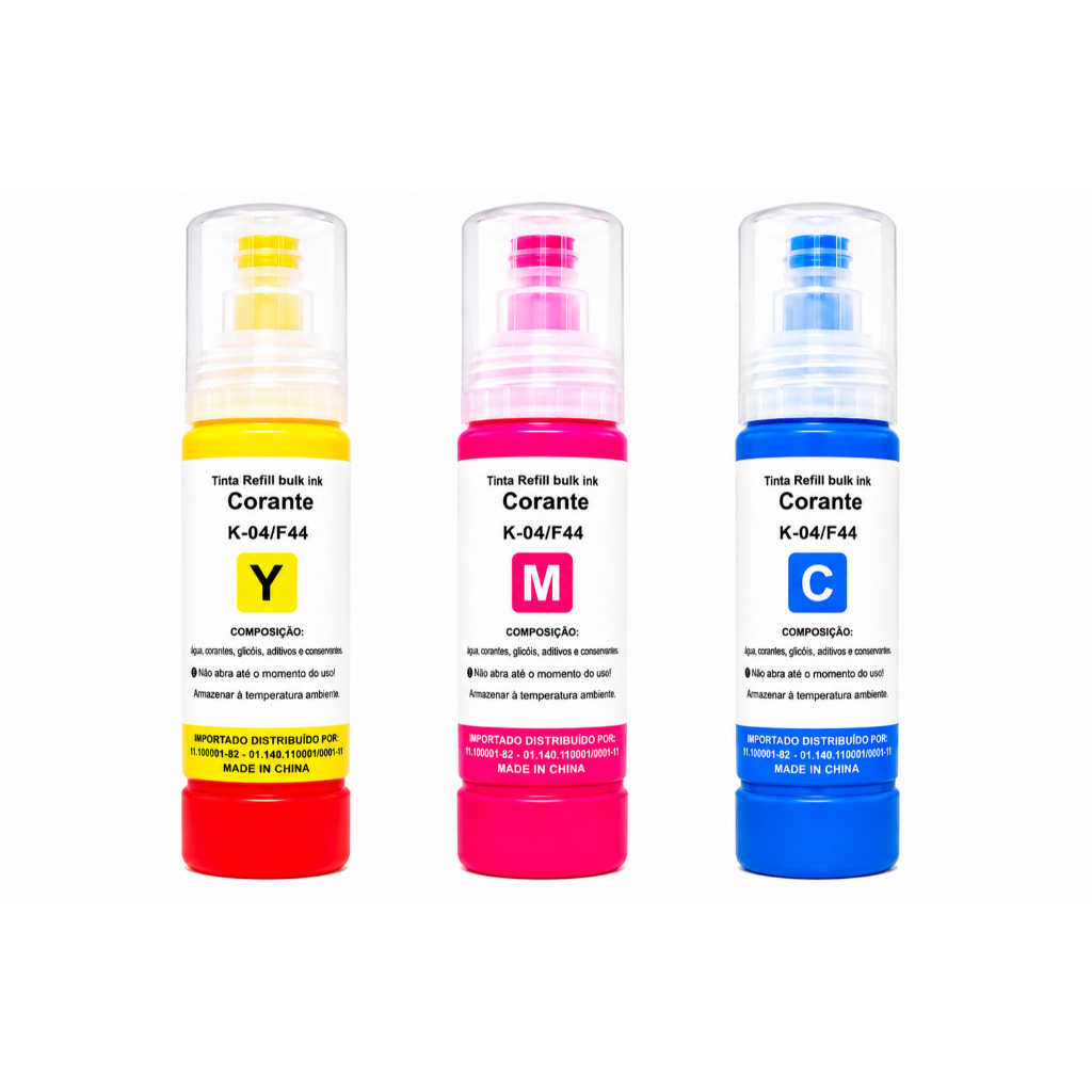 Tinta para Epson 70ml L3250 L3150 L3210 L3110 L5190 L5590 L5290 T544/504 Kit 3 tintas color Refil
