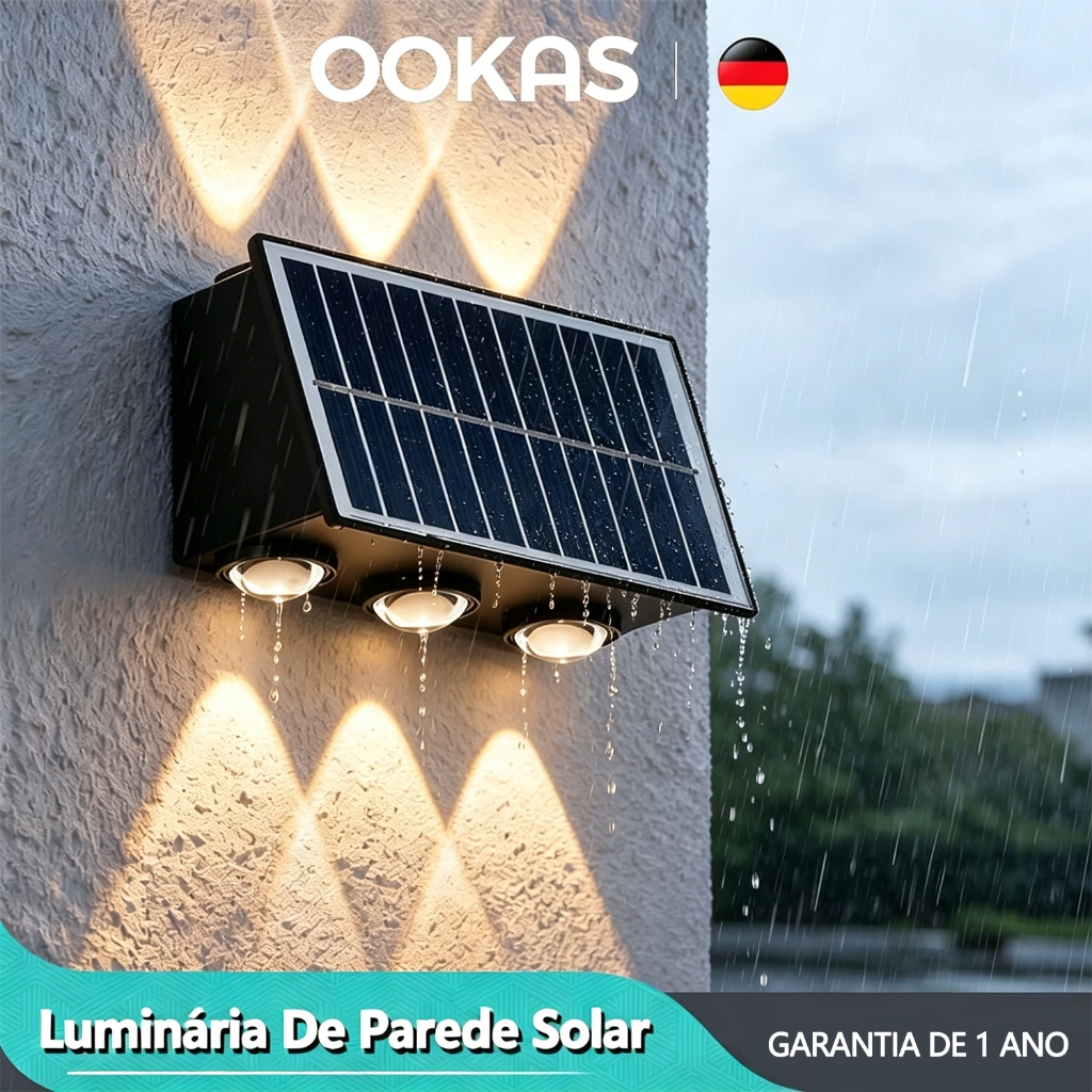 OOKAS 30X Lâmpada Arandela Solar Externa Parede Luminaria Solar Para Jardim Luz Solar Iluminação Outdoor Waterproof IP65