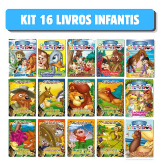 Kit 16 Livros de Histórias Infantis - Fábulas, Clássicos Divertidos