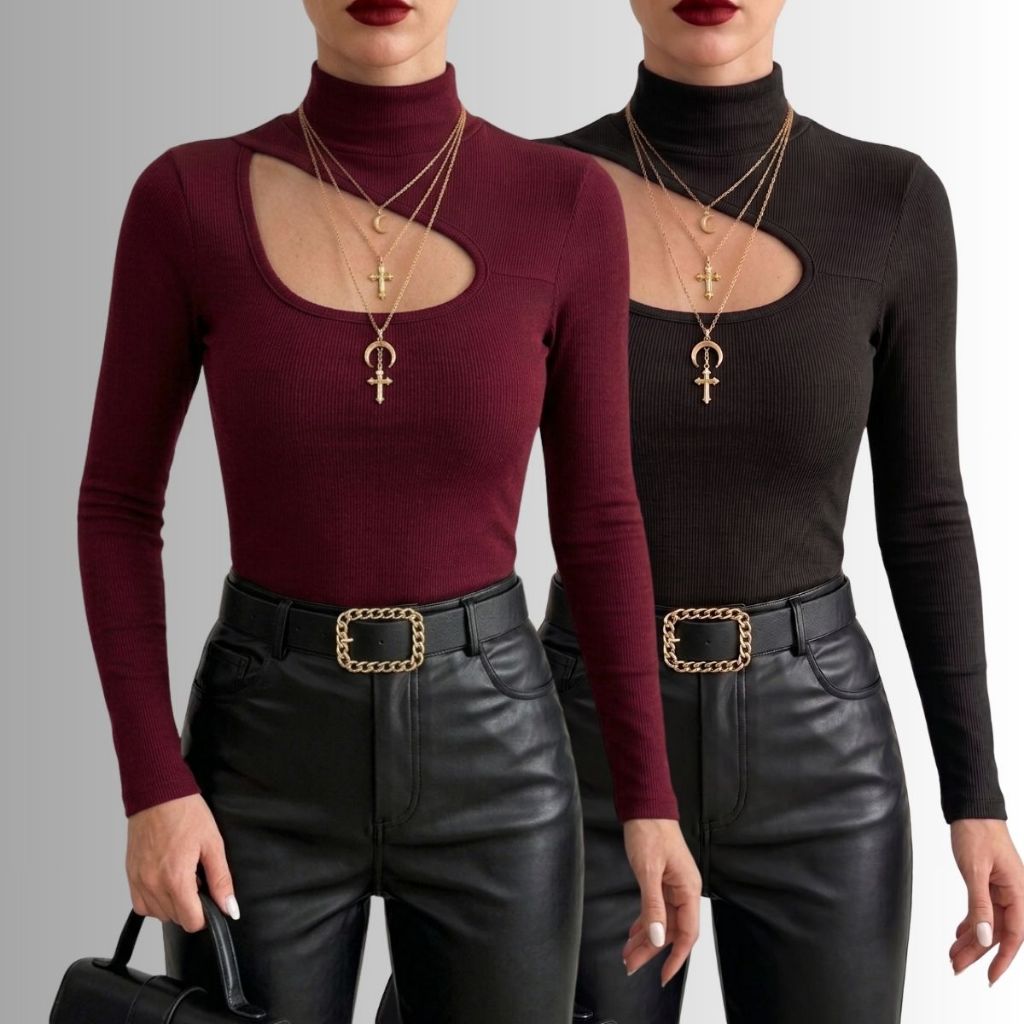 Blusa feminina estilosa inverno de frio super quentinha manga longa BLUSAS RECORT tecido confortável