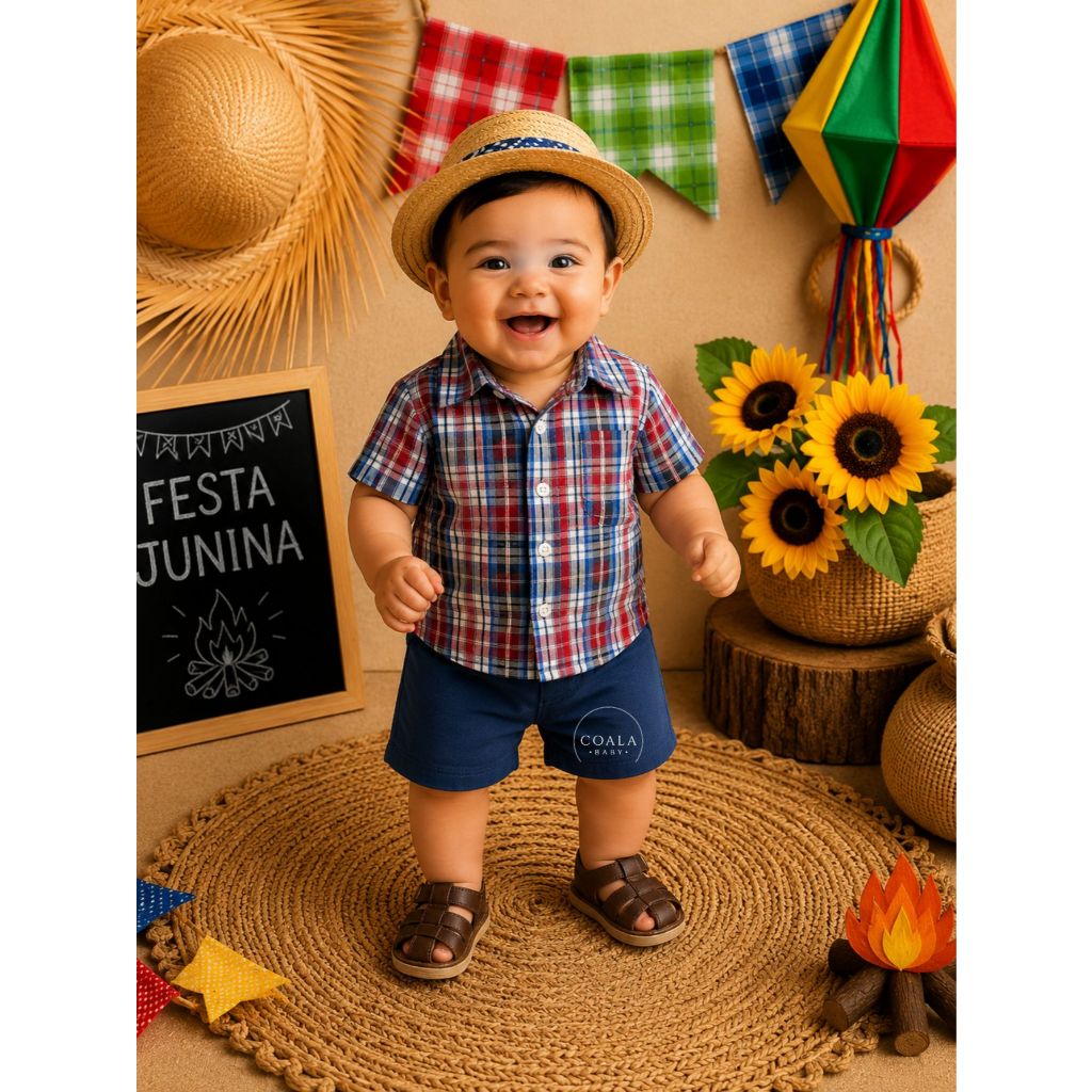 Conjunto Camisa Xadrez + Shorts