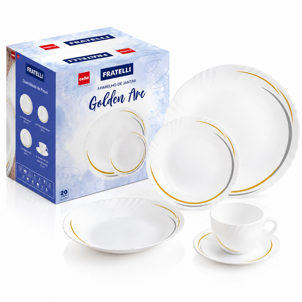 Aparelho Jantar 20 Peças de Cerâmica Completo Elegante Charmoso Jantar Completo Cerâmica