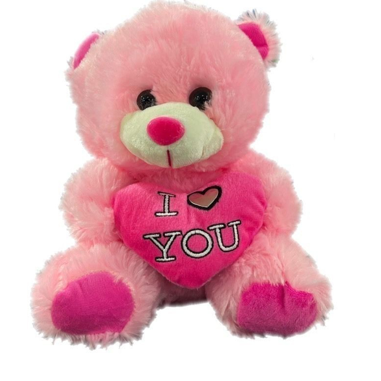 Urso de pelúcia 22 cm Ursinho Peludo Coração Macio Selo Imetro p/ Cestas Presentes Estampa Maquina de Bichinhos
