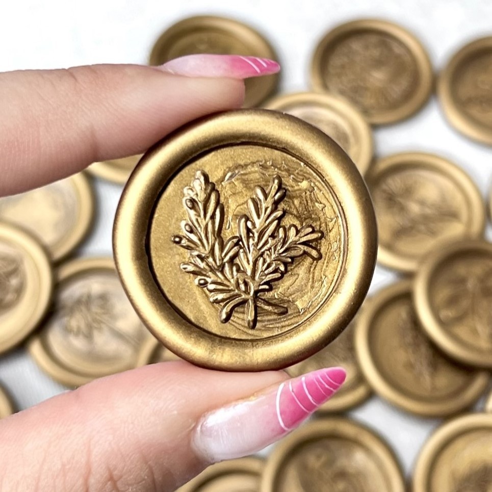 Lacre de Cera Convite Casamento Alecrim Dourado Ouro Velho - Escolha o raminho