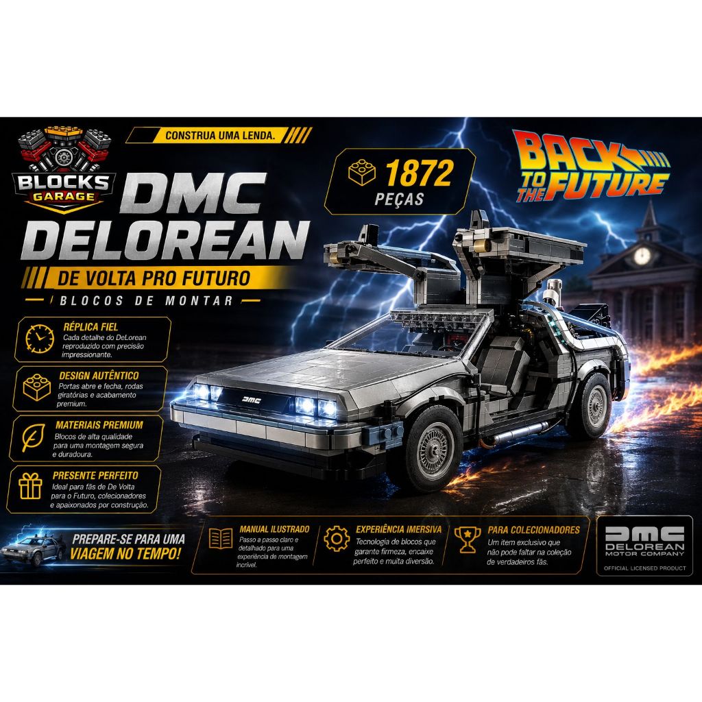 Blocos de Montar Lego DMC DeLorean 1872Pçs Com Manual de Montagem  **SEM CAIXA(BOX)**