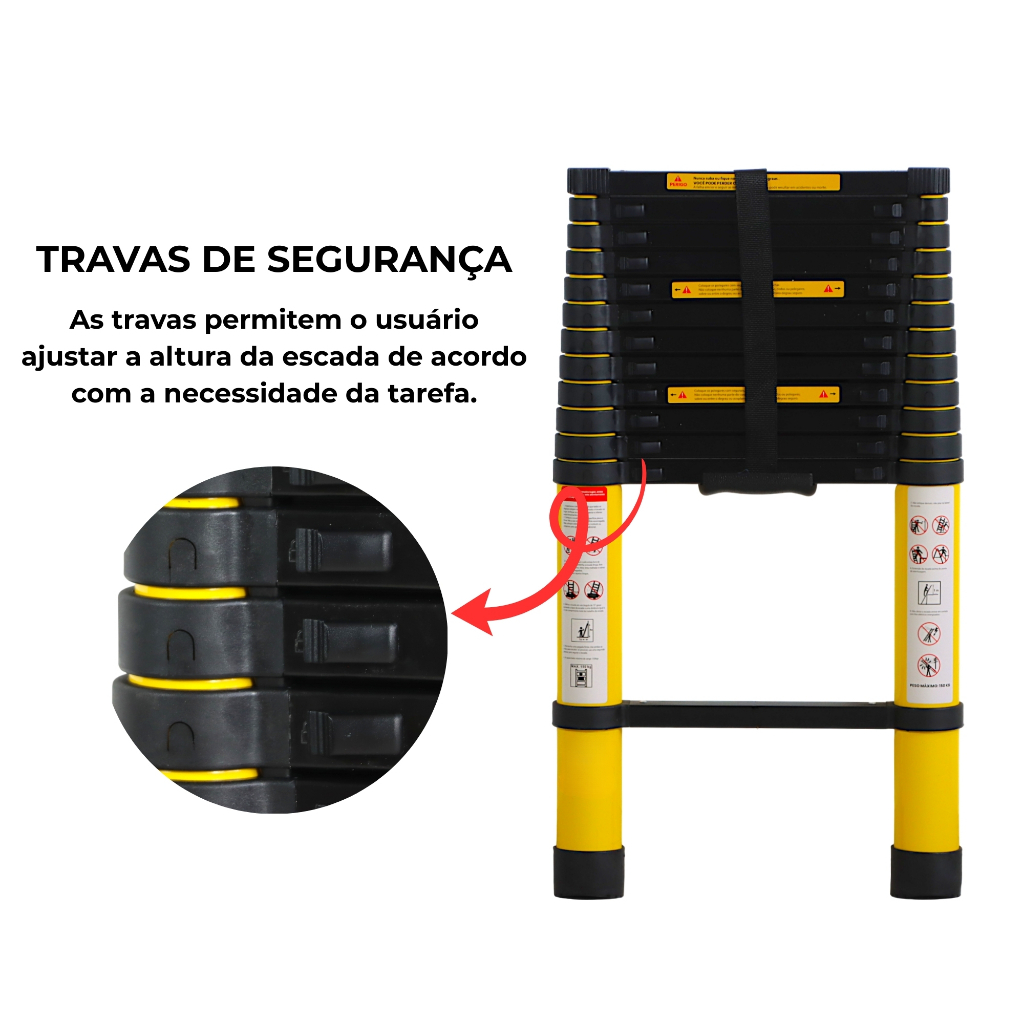 Escada Telescópica Extensiva em Alumínio 5 Metros Multifuncional 150kg — imagem 2 de 2