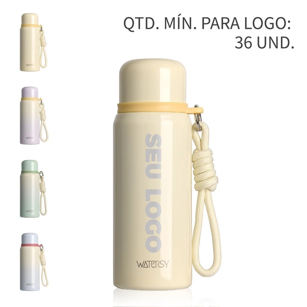 Watersy Garrafa Térmica 500ml 17oz Aço Inox 316 Tampa Copo Portátil(Link Para Personalização)