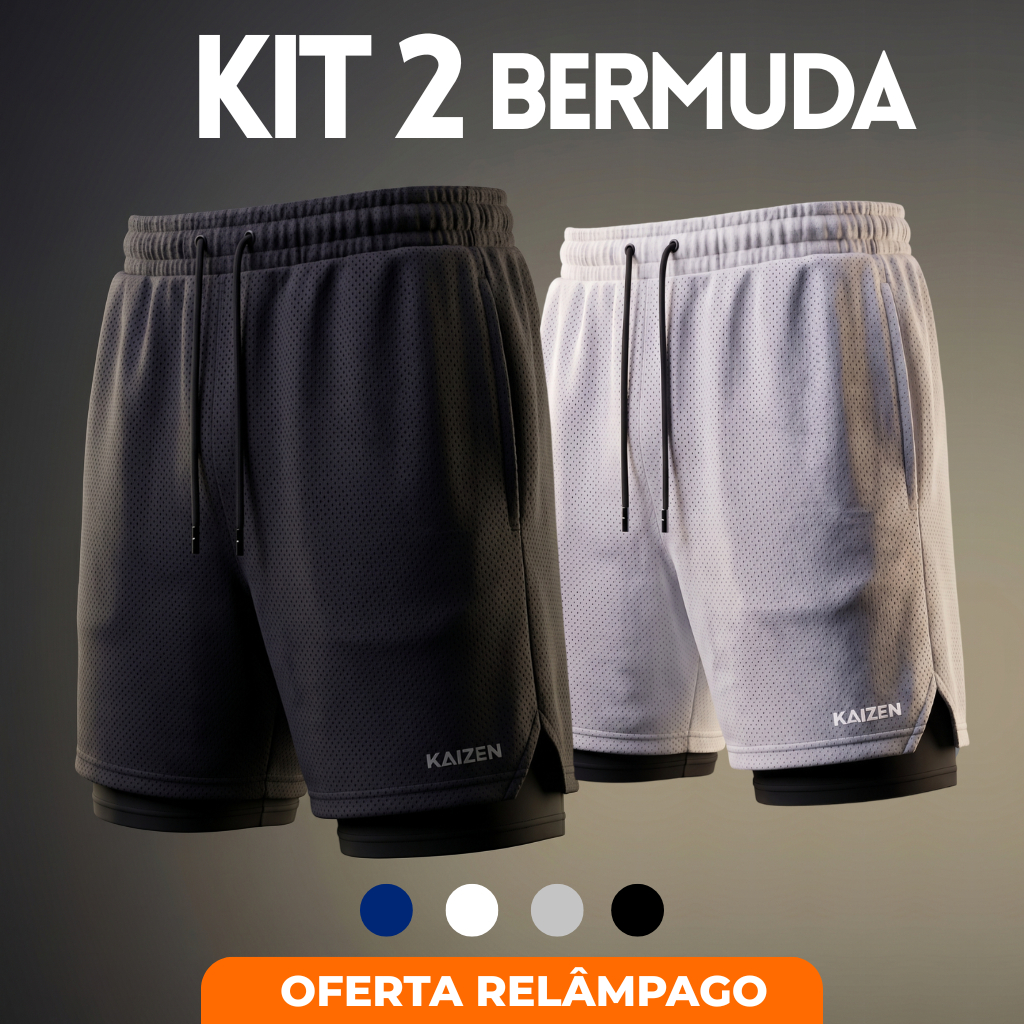 kit 2 Bermudas Academia Masculina de Alta Compressão