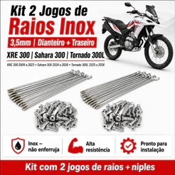 Kit 2 Jogos Raios Inox 3,5mm XRE 300 Sahara 300 Tornado 300L