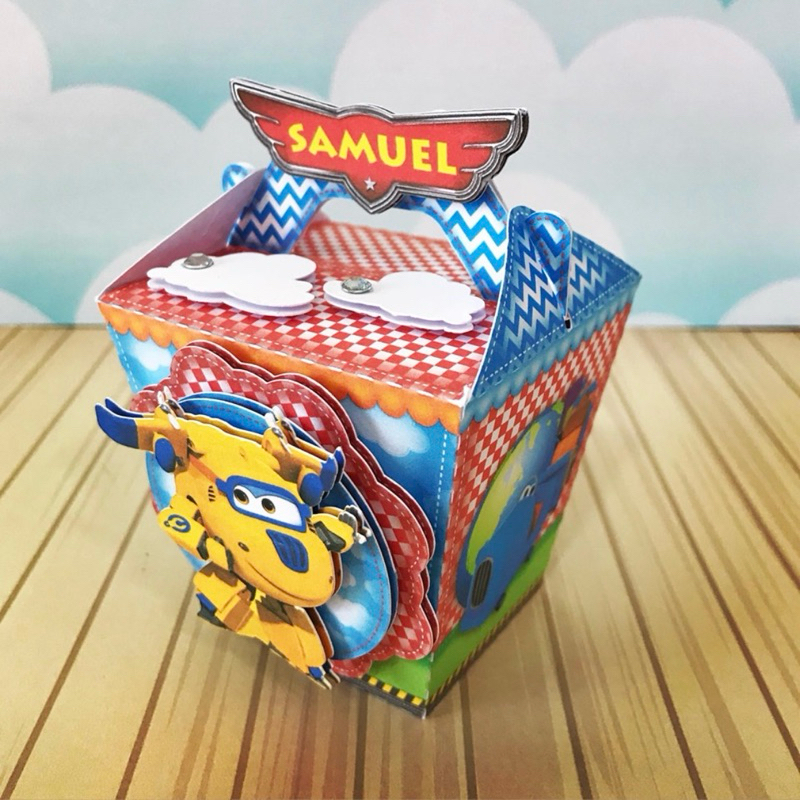PEGUE E MONTE /Caixinha personalizado Super wings- Kit 12 caixinha para lembrancinha
