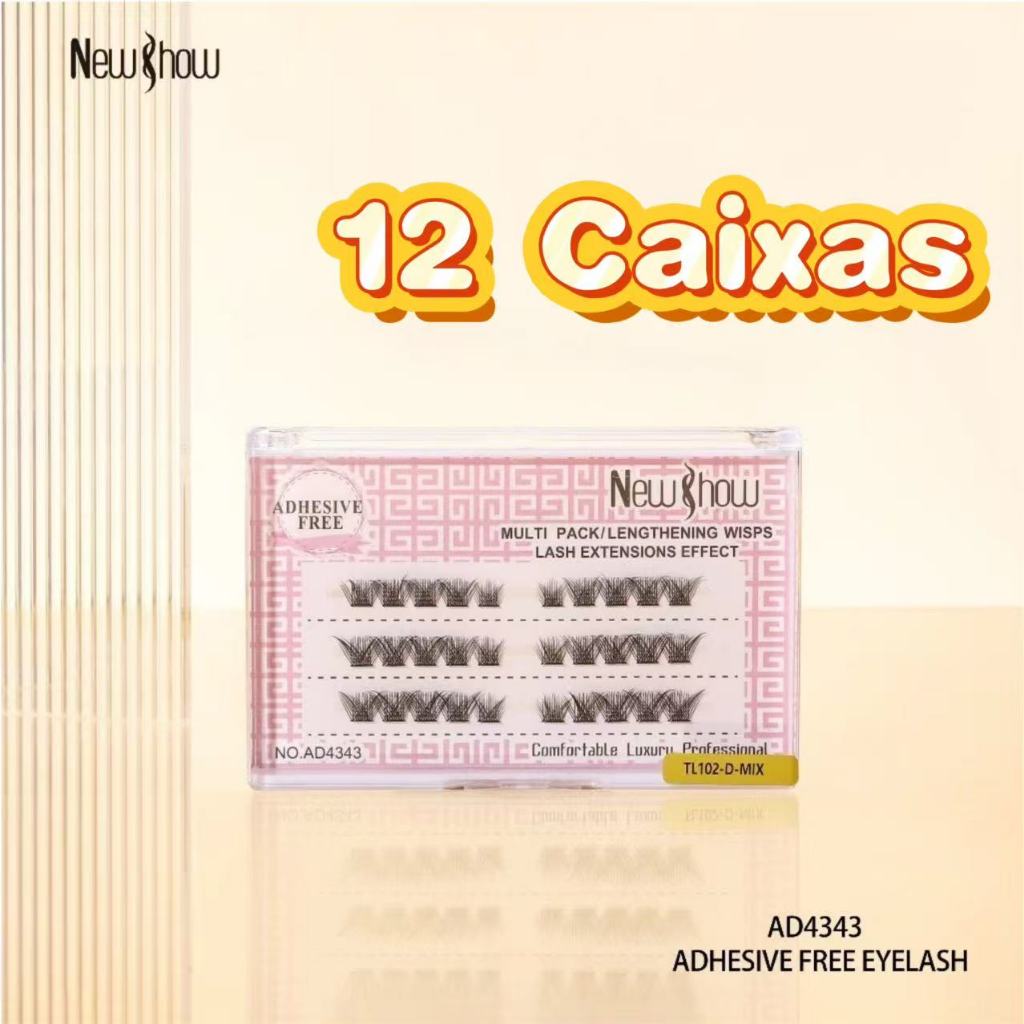 New Show 12Caixas Cílios Tufos Sem Nó ADHESIVE FREE Extensão de Cilios Alongamento/PACOTE MÚLTIPLO