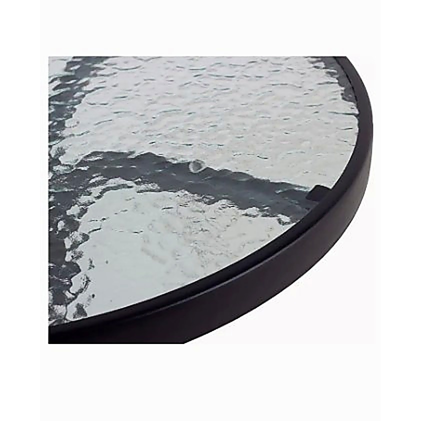 Mesa Redonda Com Vidro Incolor Temperado 80x70cm Cor Preto — imagem 2 de 2