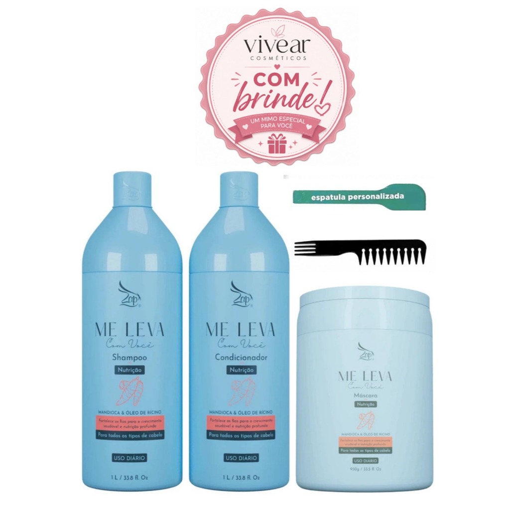 Kit Shampoo + Condicionador + Máscara Zap Nutrição de Mandioca e Ricino