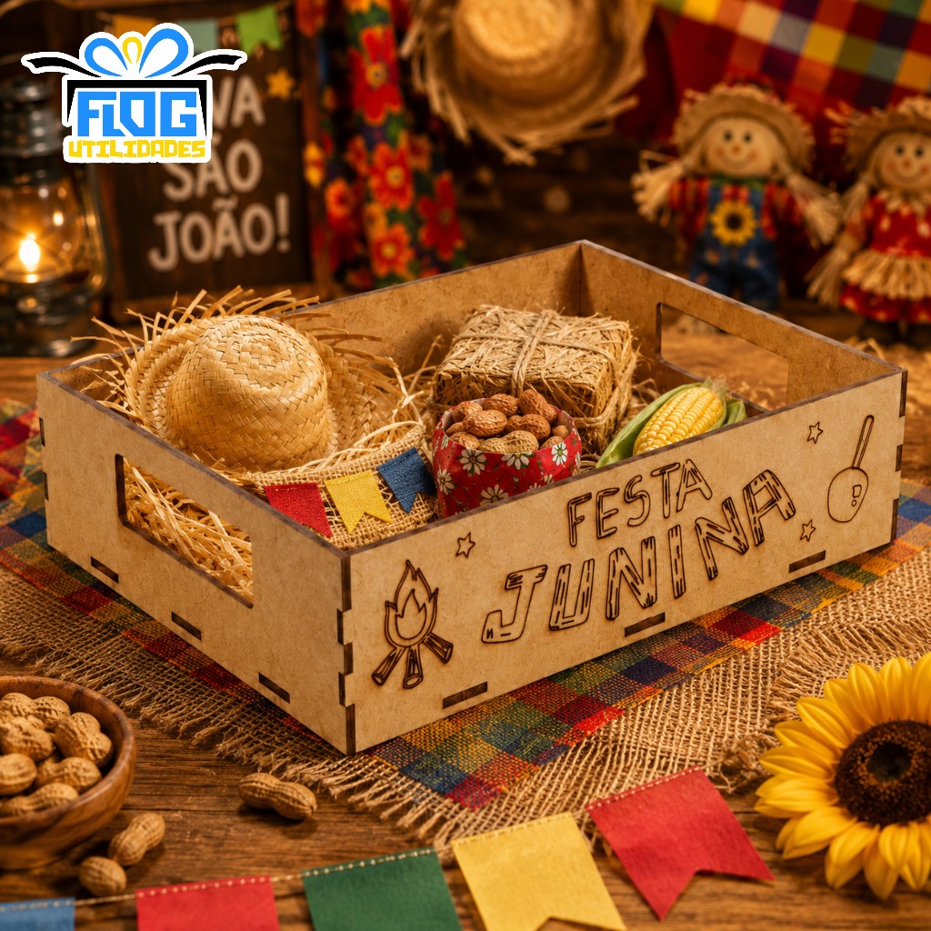 Kit Caixas De Presente Festa Junina - Bandeja De MDF Decorativa Multiuso  Festa Country / Decoração Festa