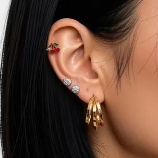 Trio de brincos dourado/conjunto de brincos/cartela de brincos/brinco aço inoxidável