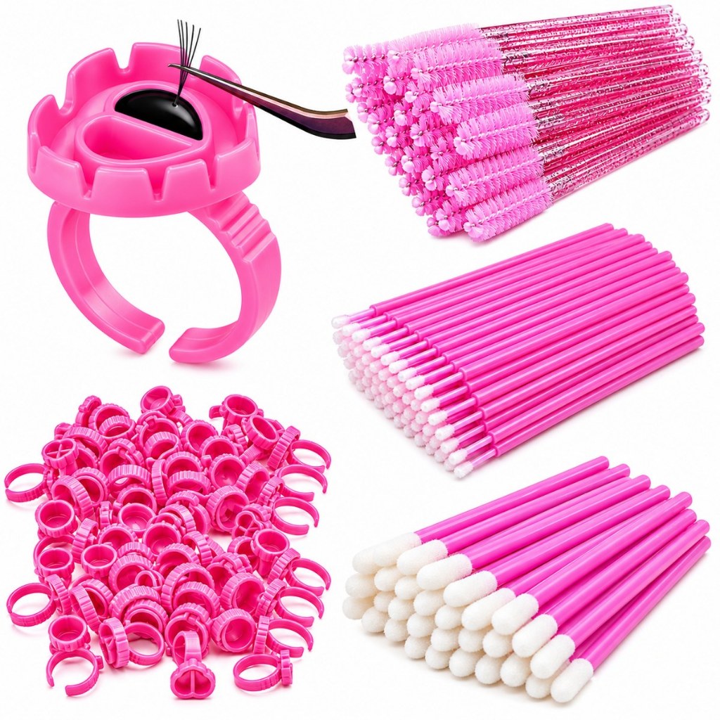Kit 100 Anel Batoque Com Divisoria 100 Escovinhas 100 Microbrush 100 Aplicadores
