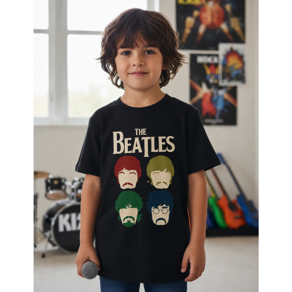 Camiseta Infantil Infanto Juvenil Banda The Beatles Rock & Roll Musica Camisa Rock Estampado