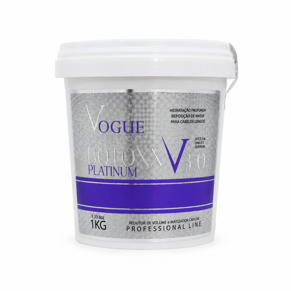 Botox Capilar V3.0 Vogue Cosmetics 1Kg Matizador Reconstrução Anti Frizz Loiros e Descoloridos