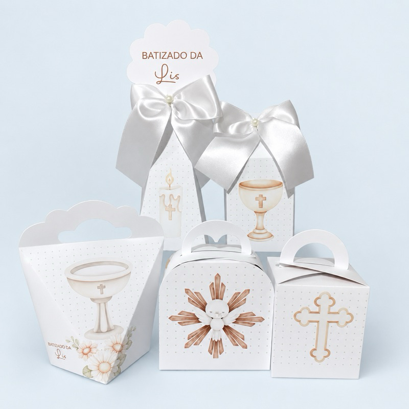 Kit 50 caixas  Personalizado Batismo Branco Caixinha Batizado Batismo infantil Lembrancinhas Batizado