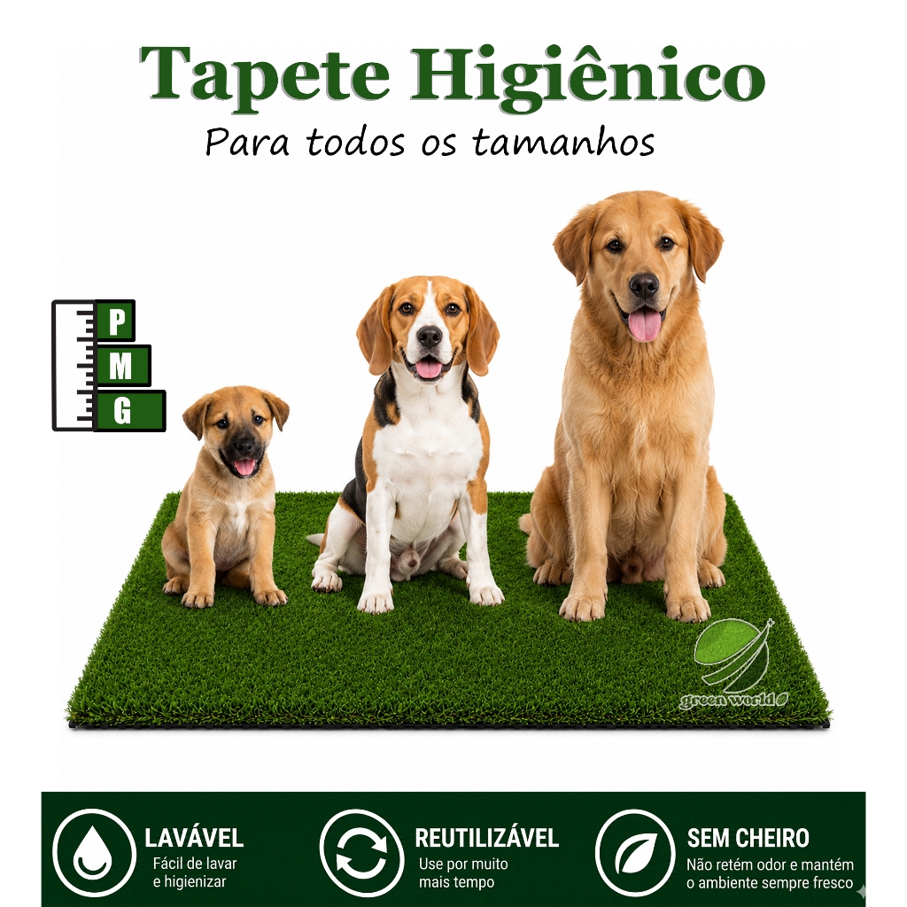 Grama Pet Tapete Higiênico Cachorro Reutilizável Lavável Refil Sanitário Sintético 12mm