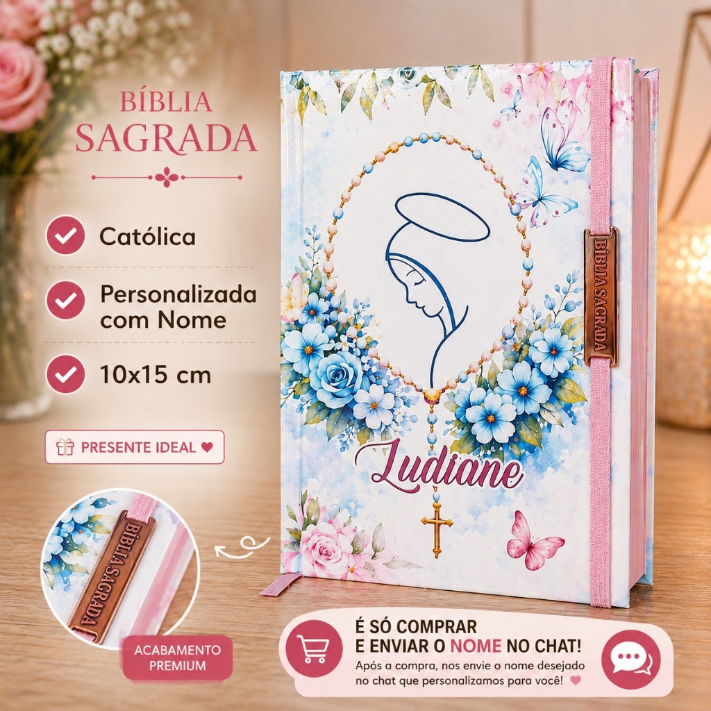 Mini Bíblia Sagrada Católica Personalizada Com Nome Edição Pastoral Presente Cristão + Brinde