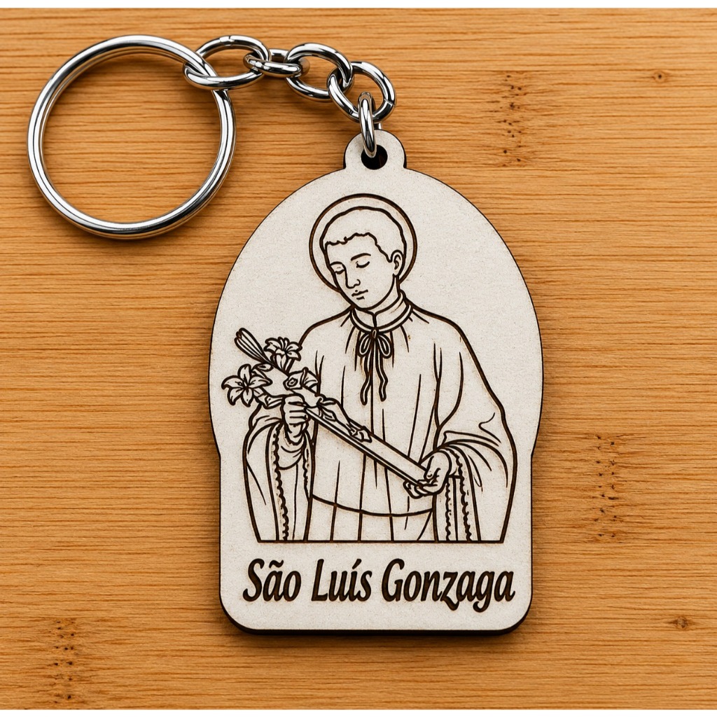 Kit de Chaveiros São Luís Gonzaga Personalizado MDF Lembrancinha Religiosa Católica Santo Padroeiro