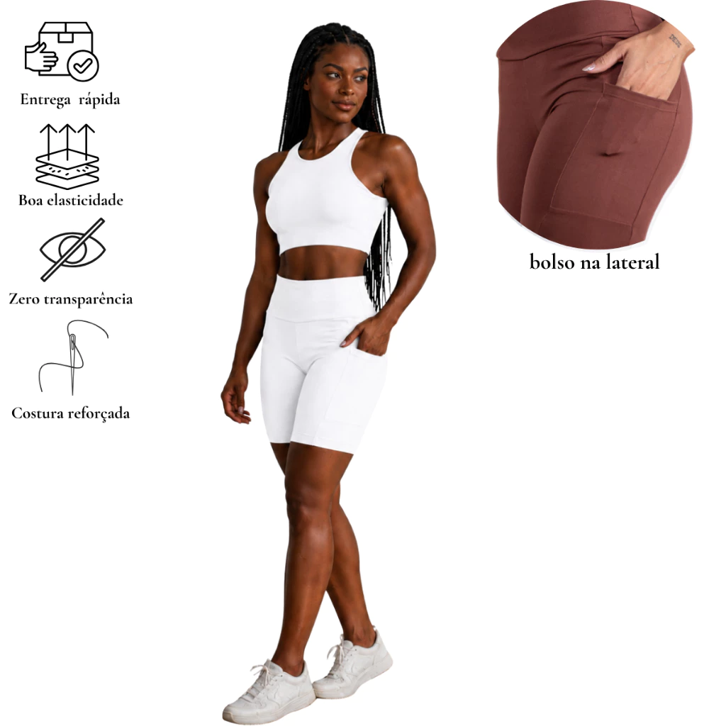 Conjunto Academia Feminino Short Forrado e Top Fitness Tecido Premium — imagem 1