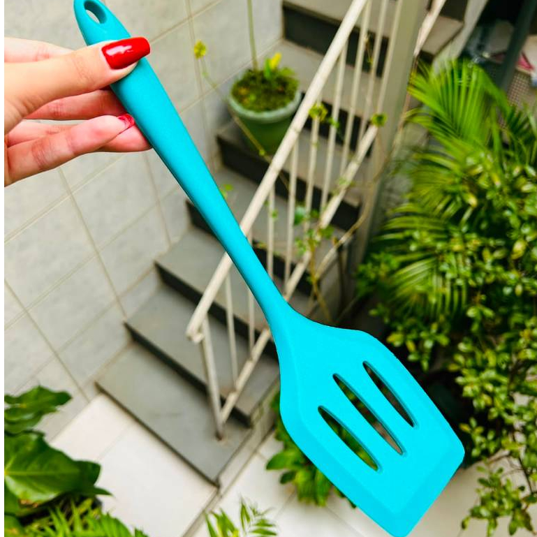 Espatula Silicone e Nylon de Cozinha Utensílio Azul Avon Original Presente Organização Não Risca